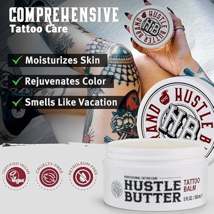 hustle butter deluxe Hustle Butter Tattoo Aftercare 5oz Tattoo Balm, Heals + Protects New Tattoos and Rejuvenates Older Tattoos - 100% Vegan Cream No-Petroleum - Image 5